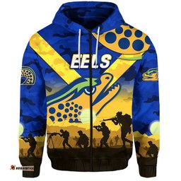 custom personalised parramatta eels anzac zip up and pullover hoodie simple style blue