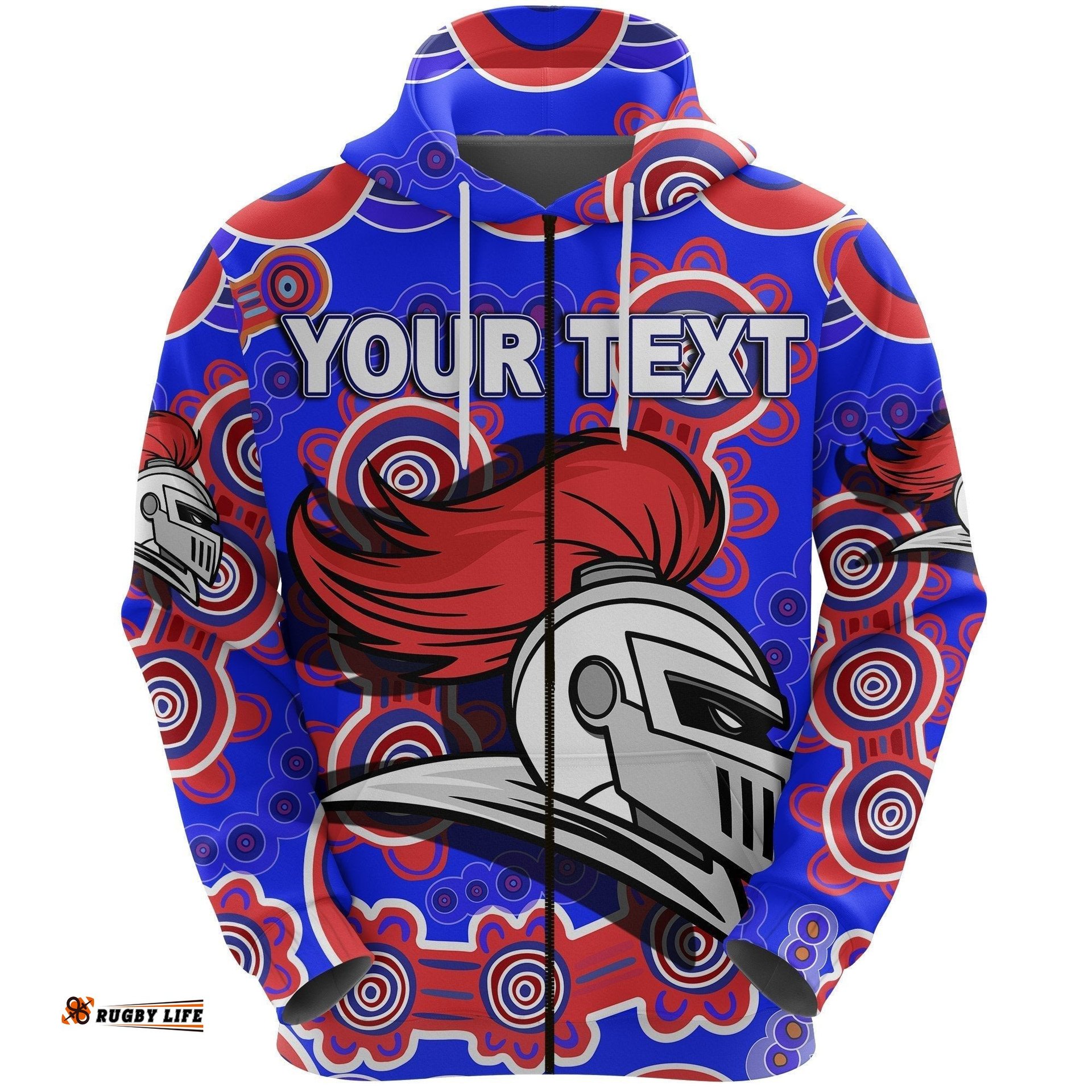 custom personalised newcastle knights zip hoodie indigenous