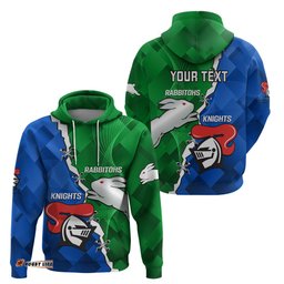 personalised knights and rabbitohs rugby hoodie sporty version