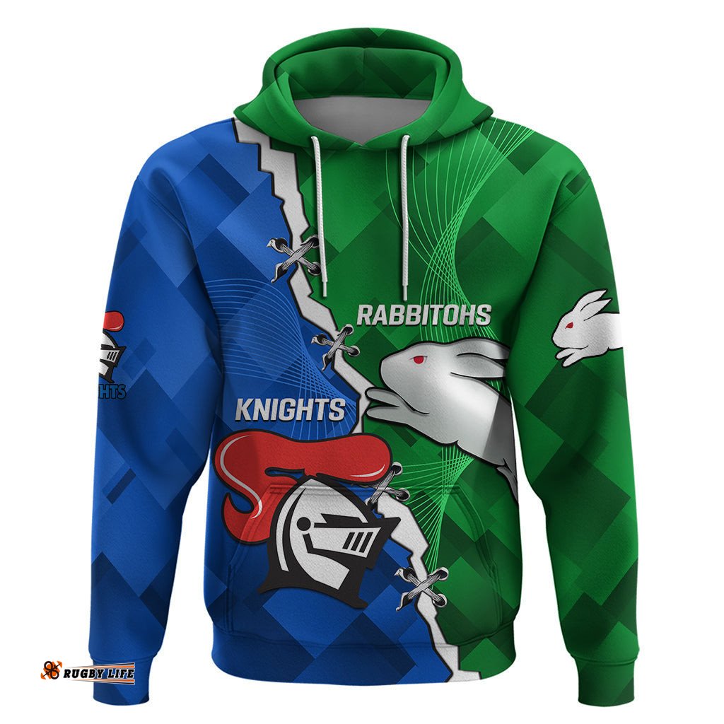 personalised knights and rabbitohs rugby hoodie sporty version