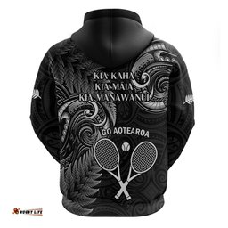 new zealand tiki tennis hoodie 2024 aotearoa tenehi maori silver fern black