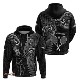new zealand tiki tennis hoodie 2024 aotearoa tenehi maori silver fern black