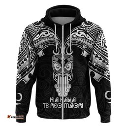 new zealand te reo maori hoodie kia kaha maori language week black style