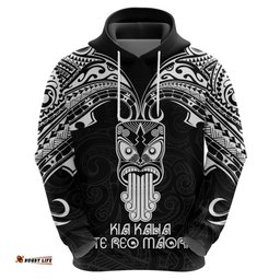 new zealand te reo maori hoodie kia kaha maori language week black style