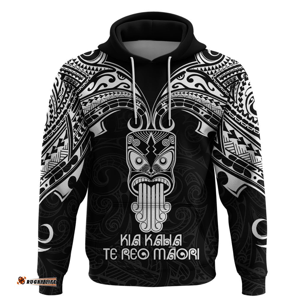 new zealand te reo maori hoodie kia kaha maori language week black style