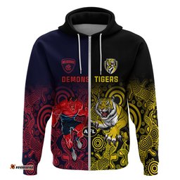 custom demons and tigers football hoodie together indigenous art