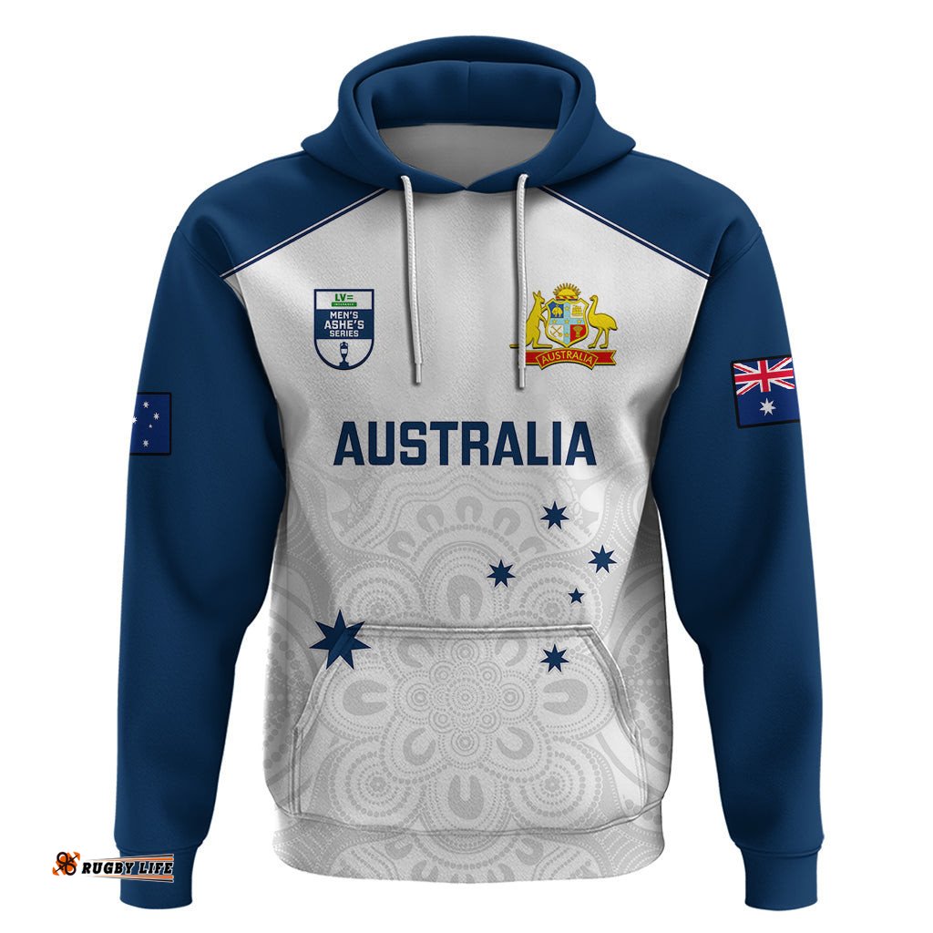 personalised australia cricket hoodie ashes go aussie indigenous art