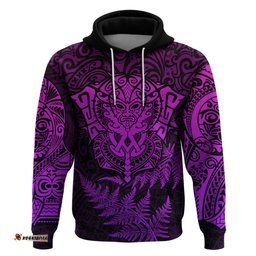 new zealand rugby hoodie silver fern all black mix ta moko purple style