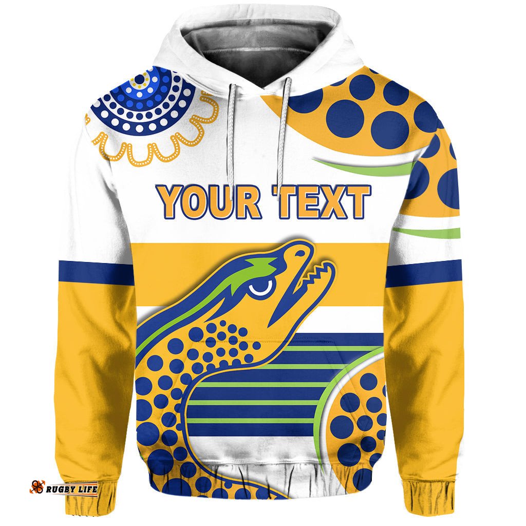 custom personalised eels indigenous hoodie parramatta version white