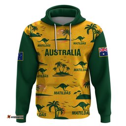 custom australia soccer hoodie matildas world cup tropical style