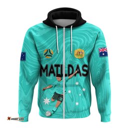 personalised aussie matildas hoodie sam kerr world cup marble patterns turquoise