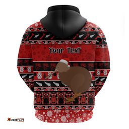 personalised new zealand christmas hoodie aotearoa kiwi meri kirihimete red version