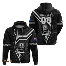 custom new zealand aotearoa rugby hoodie black fern maori tribal sporty style