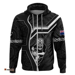 custom new zealand aotearoa rugby hoodie black fern maori tribal sporty style