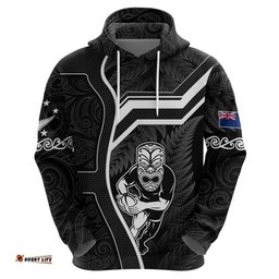 custom new zealand aotearoa rugby hoodie black fern maori tribal sporty style