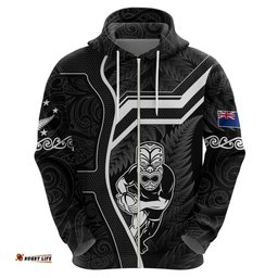 custom new zealand aotearoa rugby hoodie black fern maori tribal sporty style
