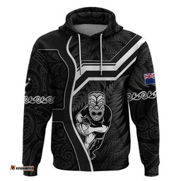 custom new zealand aotearoa rugby hoodie black fern maori tribal sporty style