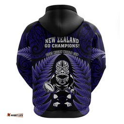 new zealand aotearoa rugby hoodie nz tiki with maori fern world cup blue version