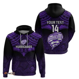 custom hobart hurricanes cricket hoodie unique indigenous art mix polynesian pattern