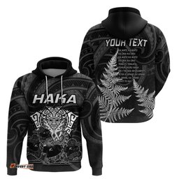 personalised new zealand rugby hoodie aotearoa ka mate haka all black mix ta moko white style
