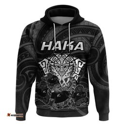 personalised new zealand rugby hoodie aotearoa ka mate haka all black mix ta moko white style