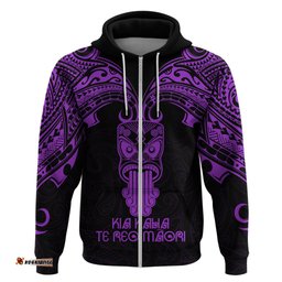 personalised new zealand te reo maori hoodie kia kaha maori language week purple style