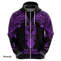 personalised new zealand te reo maori hoodie kia kaha maori language week purple style