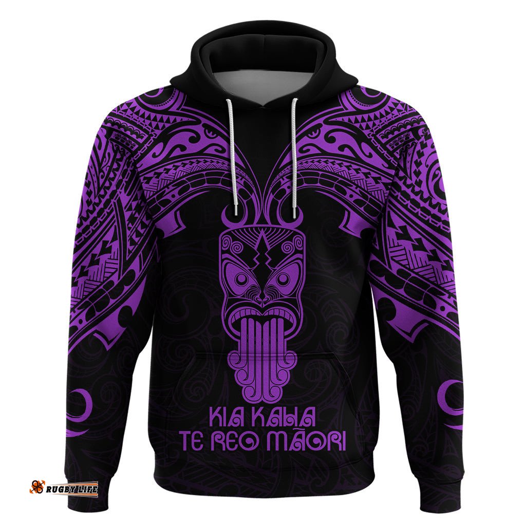 personalised new zealand te reo maori hoodie kia kaha maori language week purple style