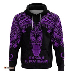 personalised new zealand te reo maori hoodie kia kaha maori language week purple style