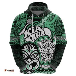 te reo maori new zealand hoodie aotearoa kia haka maori tribal tattoo green style