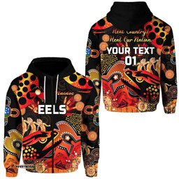 custom personalised parramatta zip hoodie eels indigenous naidoc heal country heal our nation black custom text and number 09