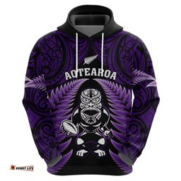 new zealand aotearoa rugby hoodie nz tiki with maori fern world cup purple version