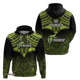 sydney thunder cricket hoodie unique indigenous art mix polynesian pattern