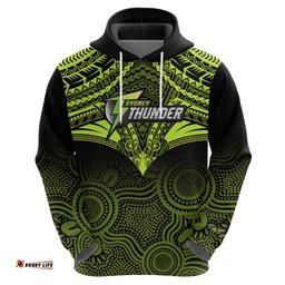 sydney thunder cricket hoodie unique indigenous art mix polynesian pattern