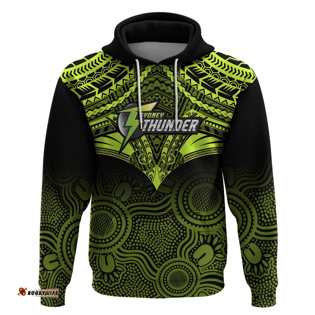 sydney thunder cricket hoodie unique indigenous art mix polynesian pattern