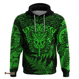 new zealand rugby hoodie silver fern all black mix ta moko green style 04
