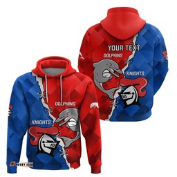 personalised dolphins and knights rugby hoodie sporty version