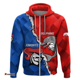 personalised dolphins and knights rugby hoodie sporty version