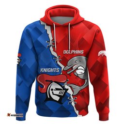 personalised dolphins and knights rugby hoodie sporty version