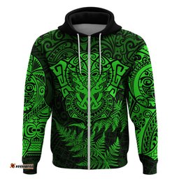 new zealand rugby hoodie silver fern all black mix ta moko green style 05