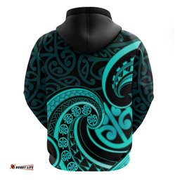 turquoise new zealand mangopare hoodie aotearoa maori koru style