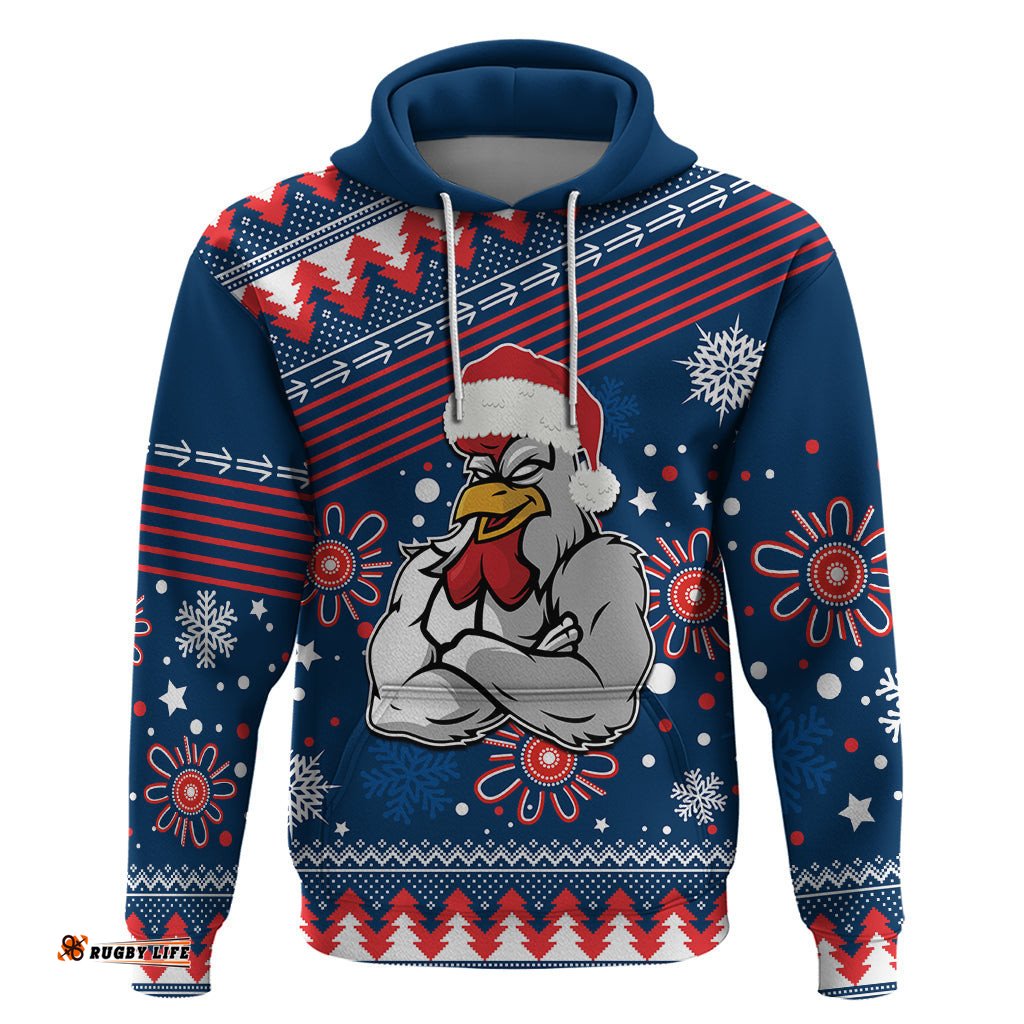 custom roosters rugby hoodie chirstmas vibe