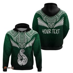 personalised new zealand hoodie hei matau mix silver fern basic