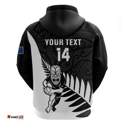 personalised new zealand silver fern rugby hoodie all black go champions maori pattern