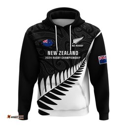 personalised new zealand silver fern rugby hoodie all black go champions maori pattern