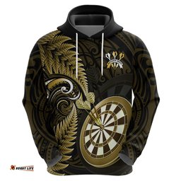 personalised new zealand darts hoodie happiness is a tight threesome maori gold
