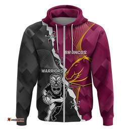 personalised warriors and broncos rugby hoodie together sporty style