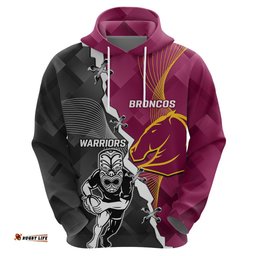 personalised warriors and broncos rugby hoodie together sporty style