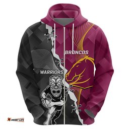 personalised warriors and broncos rugby hoodie together sporty style