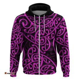 new zealand hoodie maori pattern purple